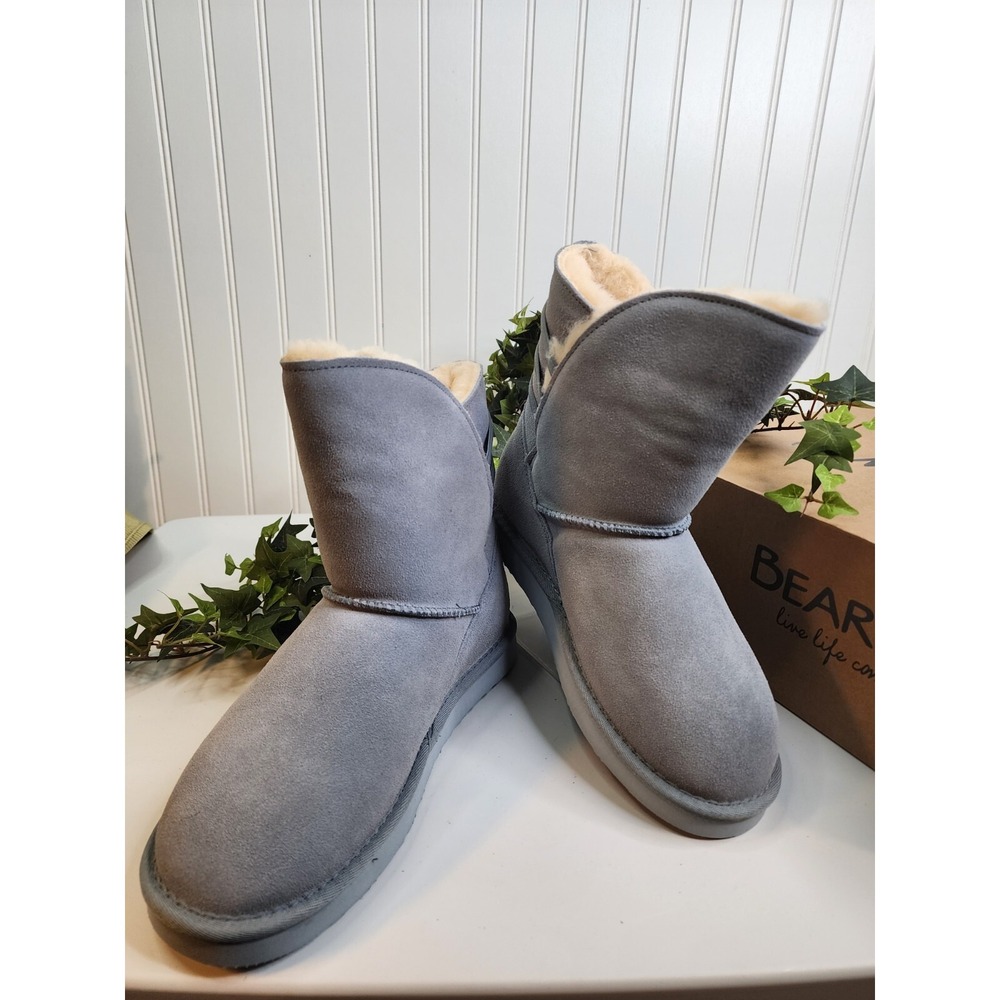 BEARPAW Kylee shaft slip on Suede Boot NeverWet Blue fog SZ 8 New in box